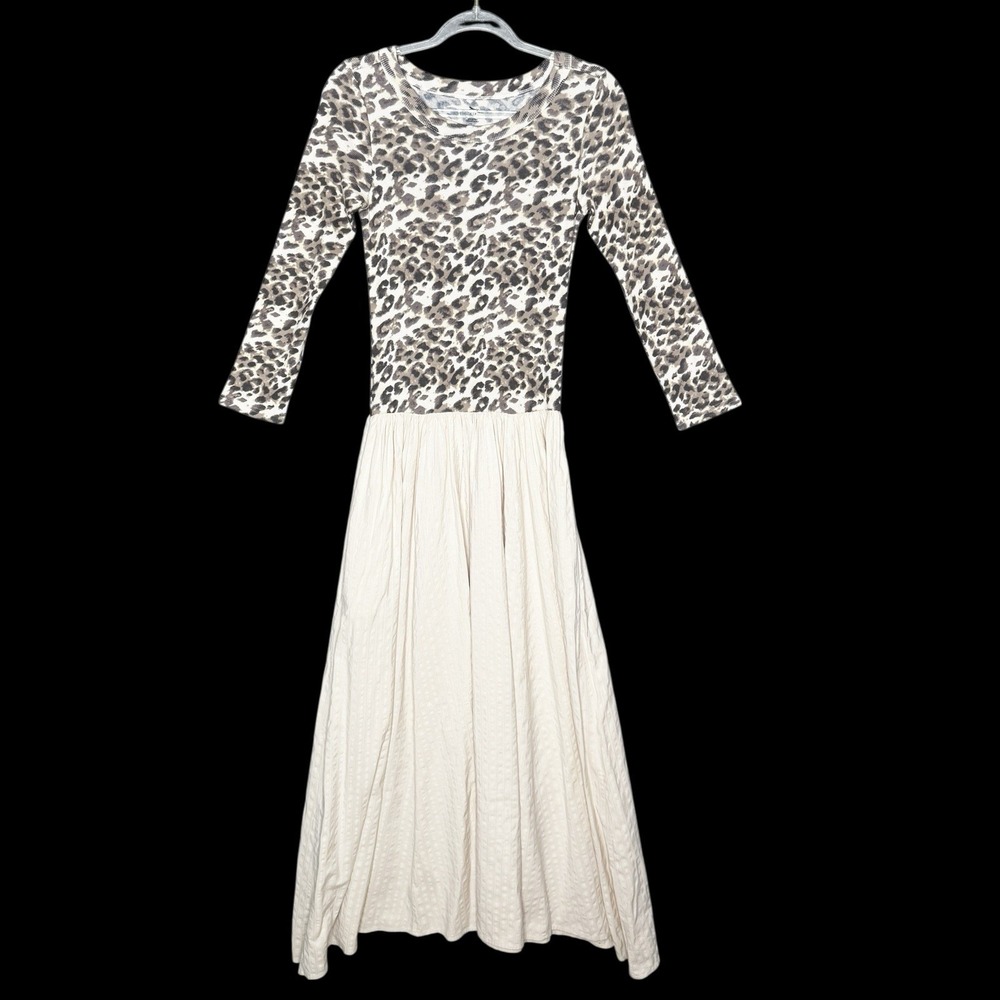 Aerie Women's‎ Maxi Dress Size Small Leopard Print Drop Waist Ballerina Cream